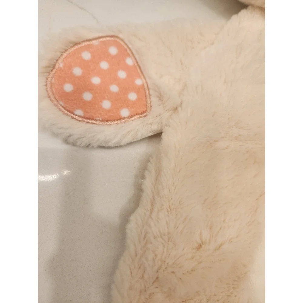 Animal Adventure Dog Puppy Lovey Security Blanket Cream Peach Polka Dot Knot